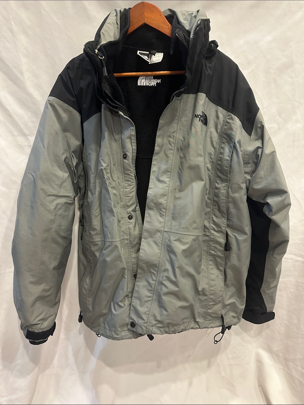 The North Face Gray and Black Hooded Hyvent Jacket